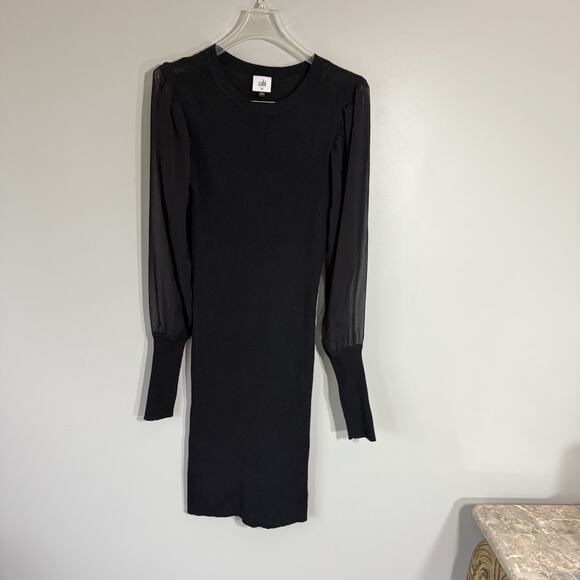CAbi Duet Dress #4455 Size XS Black Bodycon Sheer Ballon Sleeves Stretchy New - Picture 4 of 9